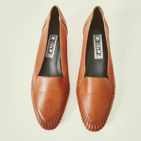 Cara Leigh Tan Leather Slip On Flat Shoes sz 9 - Picture 1 of 8